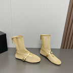 ALAIA SHORT BOOTS IN GOLD MESH FISHNET