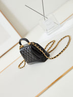 CC 24A Mini Top Handle 13cm Black Wax Leather Gold Hardware 238455