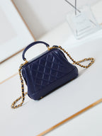 CC 24A Mini Top Handle 13cm Night Blue Wax Leather Gold Hardware 238459