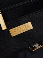 CC 24A Top Handle 23.5cm Black Wax Leather Gold Hardware 238469