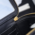 CC 24A Vanity Top Handle 16cm Black Grained Calfskin Gold Hardware