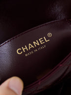 CC 24B Mini Flap Bag 20cm Burgundy Lambskin Gold Hardware