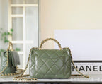 24b mini flap bag 19cm top handle green lambskin