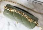 24b mini flap bag 19cm top handle green lambskin