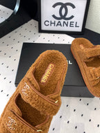 CC DAD SANDAL MULE IN BRONZE BROWN LAMB FUR