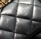 24B Small Flap Bag With Top Handle 25cm Black Lambskin
