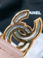 CHANEL BELT 3CM IN ROSY BROWN LAMBSKIN GOLD HARDWARE
