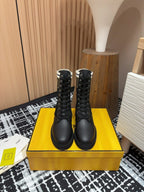 Fendi 2025 Rockoko Boot Black Cowhide Fabric 908546