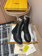 Fendi 2025 Rockoko Boot Black Cowhide Fabric 908546