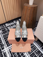 Miu Mary Jane Silver Metallic Lambskin