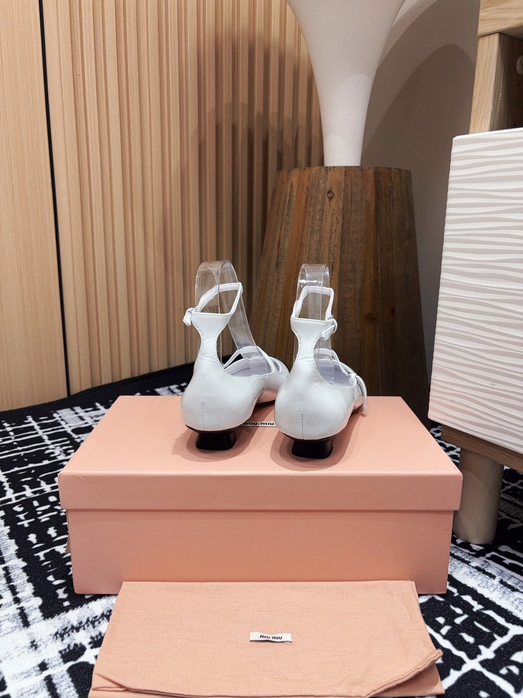 Miu Ballet Flat White Porcelain Sheepskin