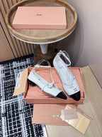Miu Mary Jane White Porcelain Lambskin