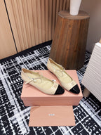 Miu Ballet Flat Beige Shiny Sheepskin