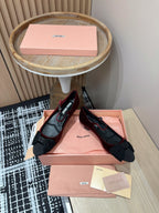 Miu Ballet Flat Wine Red And Black Velvet
