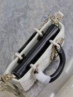 Lady D-Joy Bag 22 White Black Lambskin