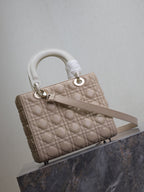 Lady Bag 20cm Beige White Lambskin