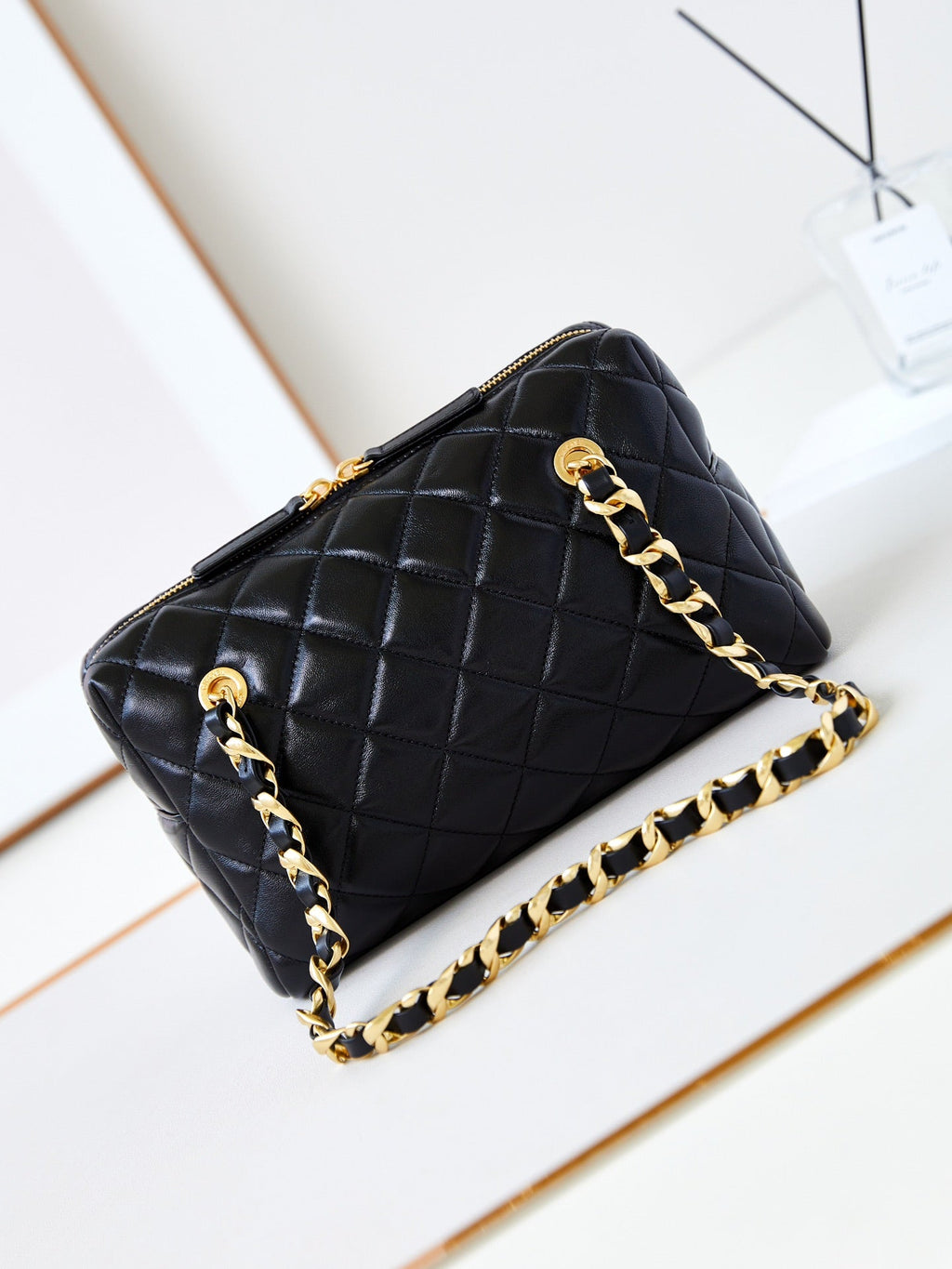 CC 24K Bowling Bag 25cm Black Waxed Lambskin