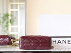 24B Cluth With Chain Burgundy Lambskin Gold Hardware