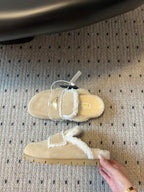 Pra Slippers Light Taupe Suede & Shearling 478566