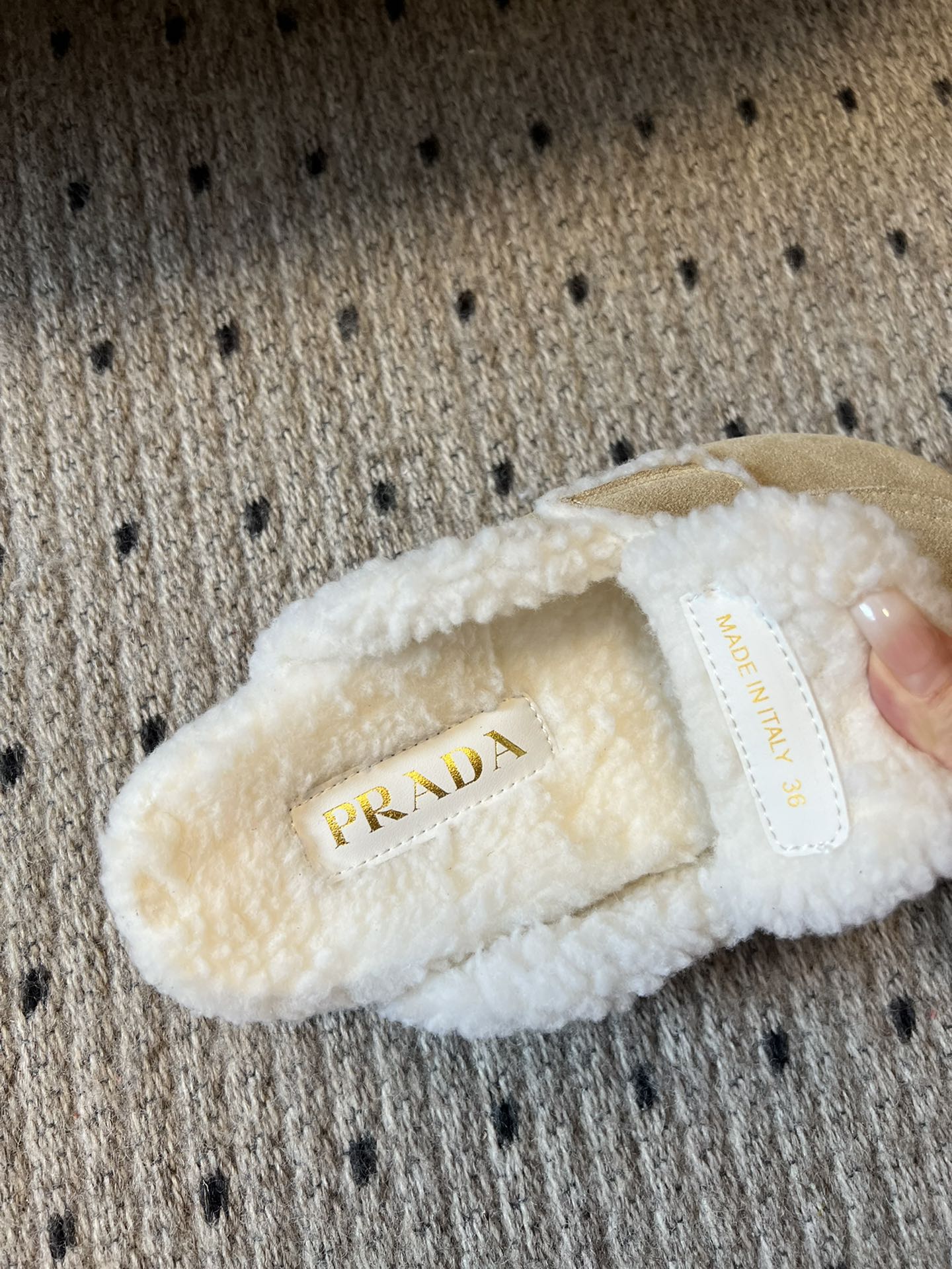 Pra Slippers Light Taupe Suede & Shearling 478566