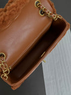 Flap Bag Small 23cm Brown Sherling Lambskin Gold Hardware