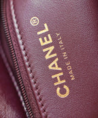 24B Mini Flap Bag With Top Handle 19cm Burgundy Lambskin