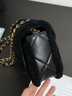 Flap Bag Small 23cm Black Sherling Lambskin Gold Hardware