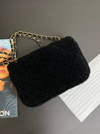 Flap Bag Small 23cm Black Sherling Lambskin Gold Hardware
