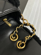Flap Bag Small 23cm Black Sherling Lambskin Gold Hardware