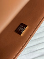 Flap Bag Small 23cm Beige Brown Sherling Lambskin Gold Hardware
