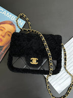 Flap Bag Mini 18cm Black Sherling Lambskin Gold Hardware