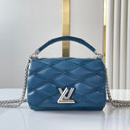 GO-14 PM 20 IN INDIGO DYE QUILTED LAMBSKIN SILVER HARDWARE