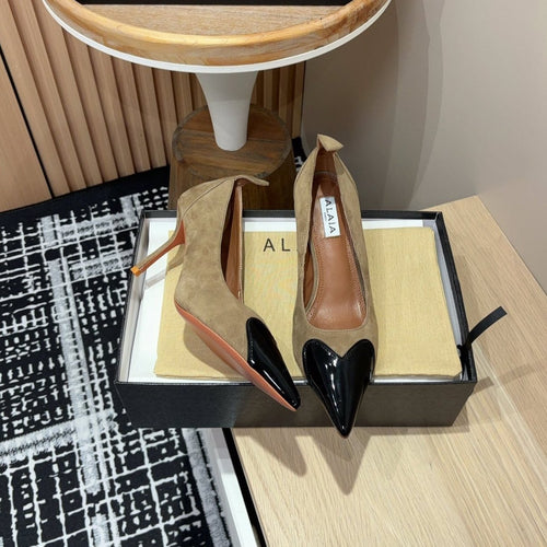 Alaia Pump Coeur 85mm In Moss Brown Suede  933080