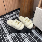 CC Slippers White Wool Fleece