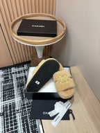 CC Slippers Beige Wool Fleece