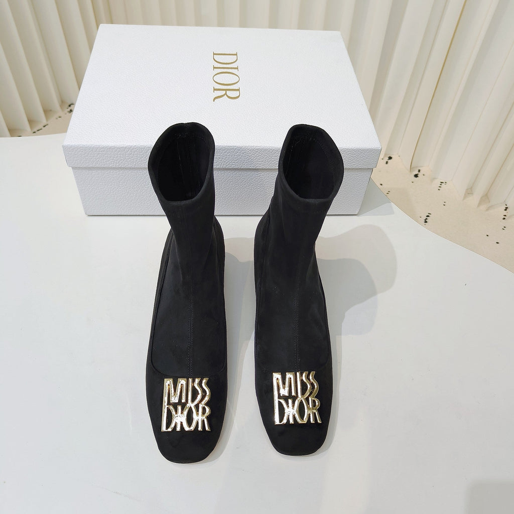 Miss Dior Ankle Boots 40mm Black Suede 111389