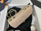 25C Flap Bag 20cm Beige Polka Dot Silver Sequin Calfskin