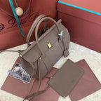 LOOM BAG 25 IN CEDAR BROWN CALFSKIN WITH GOLD HARDWARE