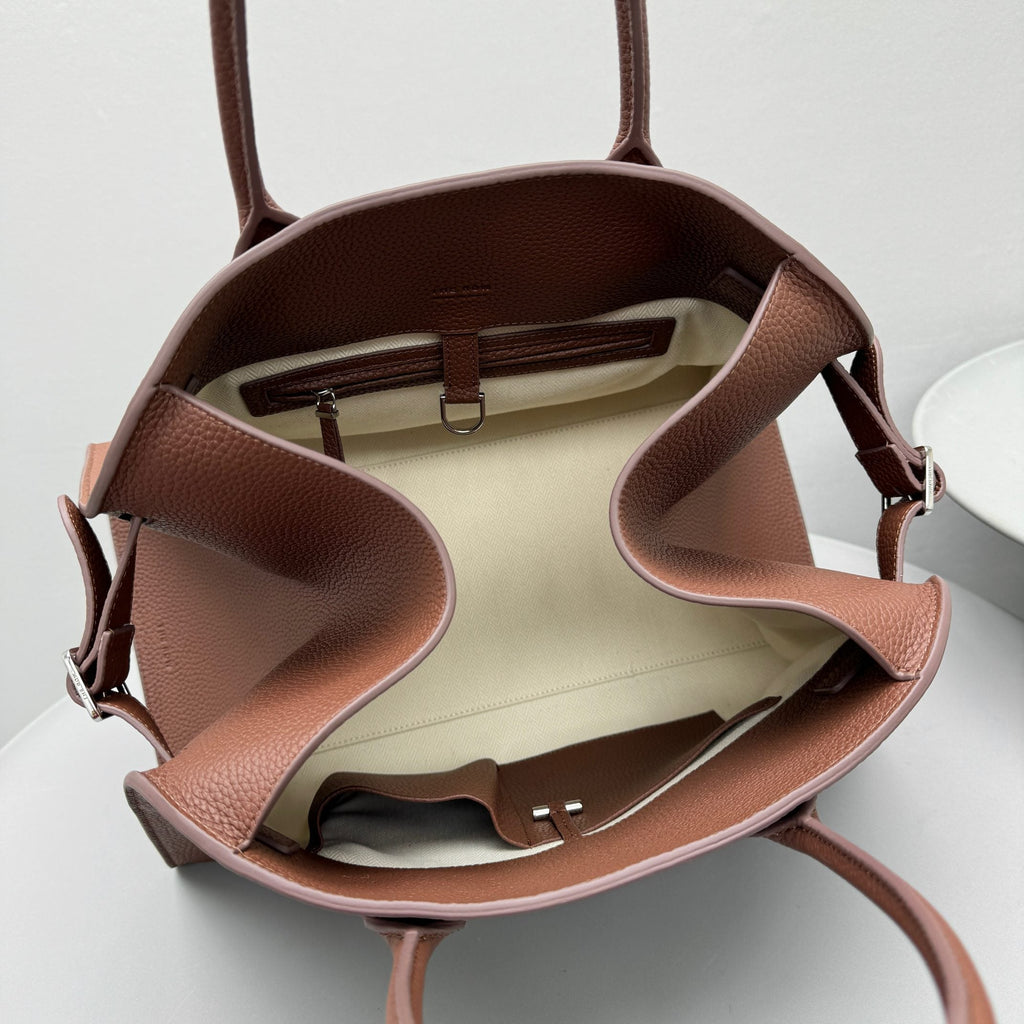The Row Margaux 15 38cm Tote Bag Brown Grained Calfskin