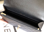 25C Flap Bag With Top Handle 18cm Black Grained Calfskin