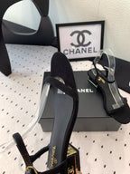 CC Sandal In Black Canvas Fabric 147092