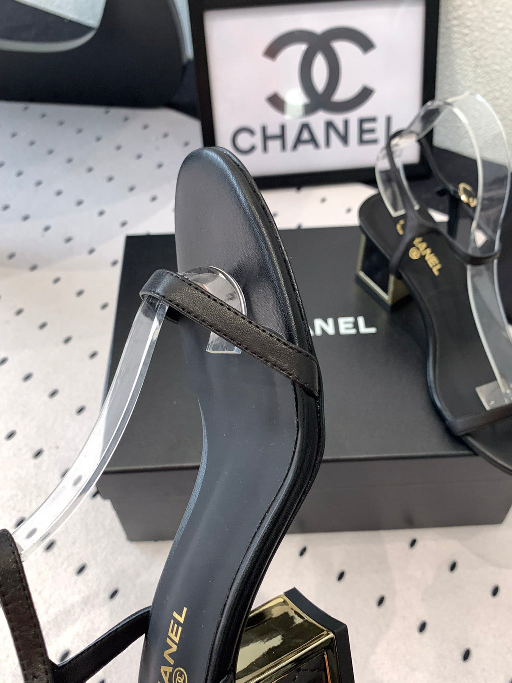 CC Sandal In Black Lambskin 147095