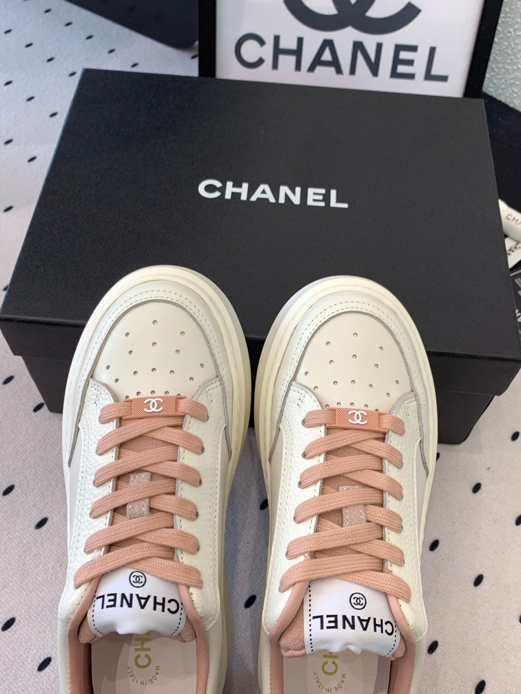 CC Sneaker In White Mix Rose Pink Cowhide 147104