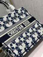 CD Five-pointed Star Book Tote 36cm Bag Blue White Canvas 336522