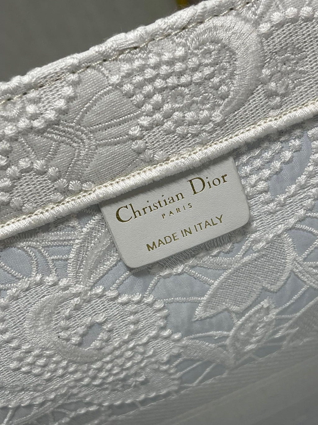 CD Lace White Book Tote 42cm Bag Canvas 336570