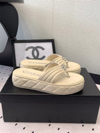 CC Thong Slippers In Ivory White Lambskin 147047