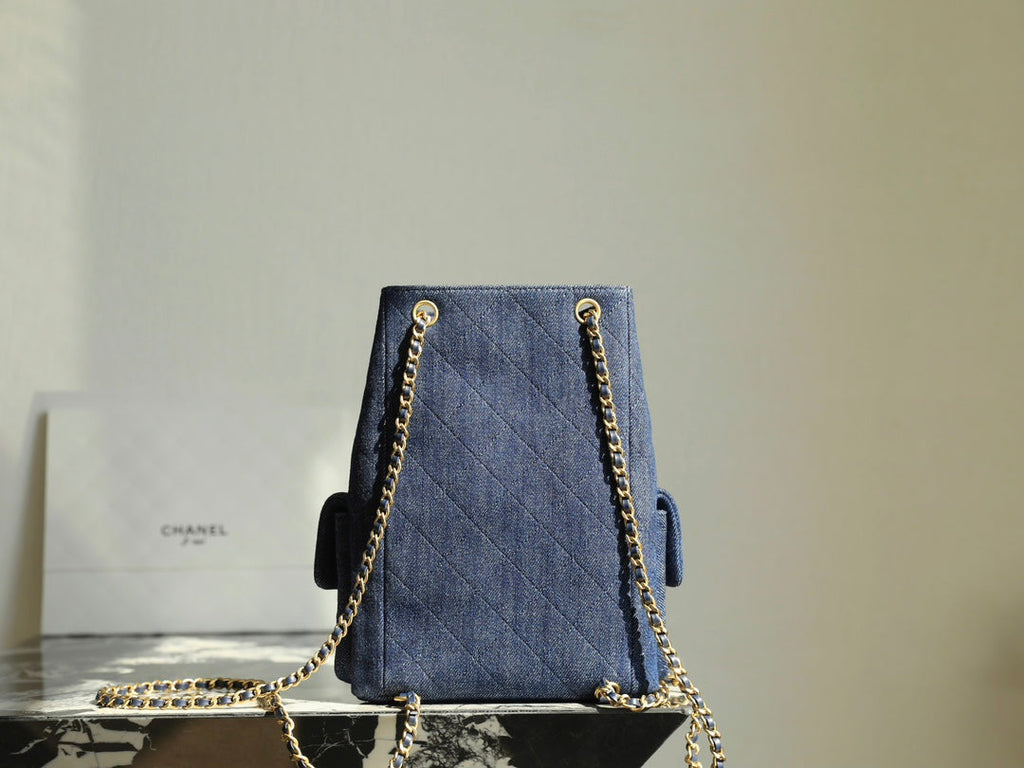 CC Drawstring Backpack 24.3cm Dark Blue Denim