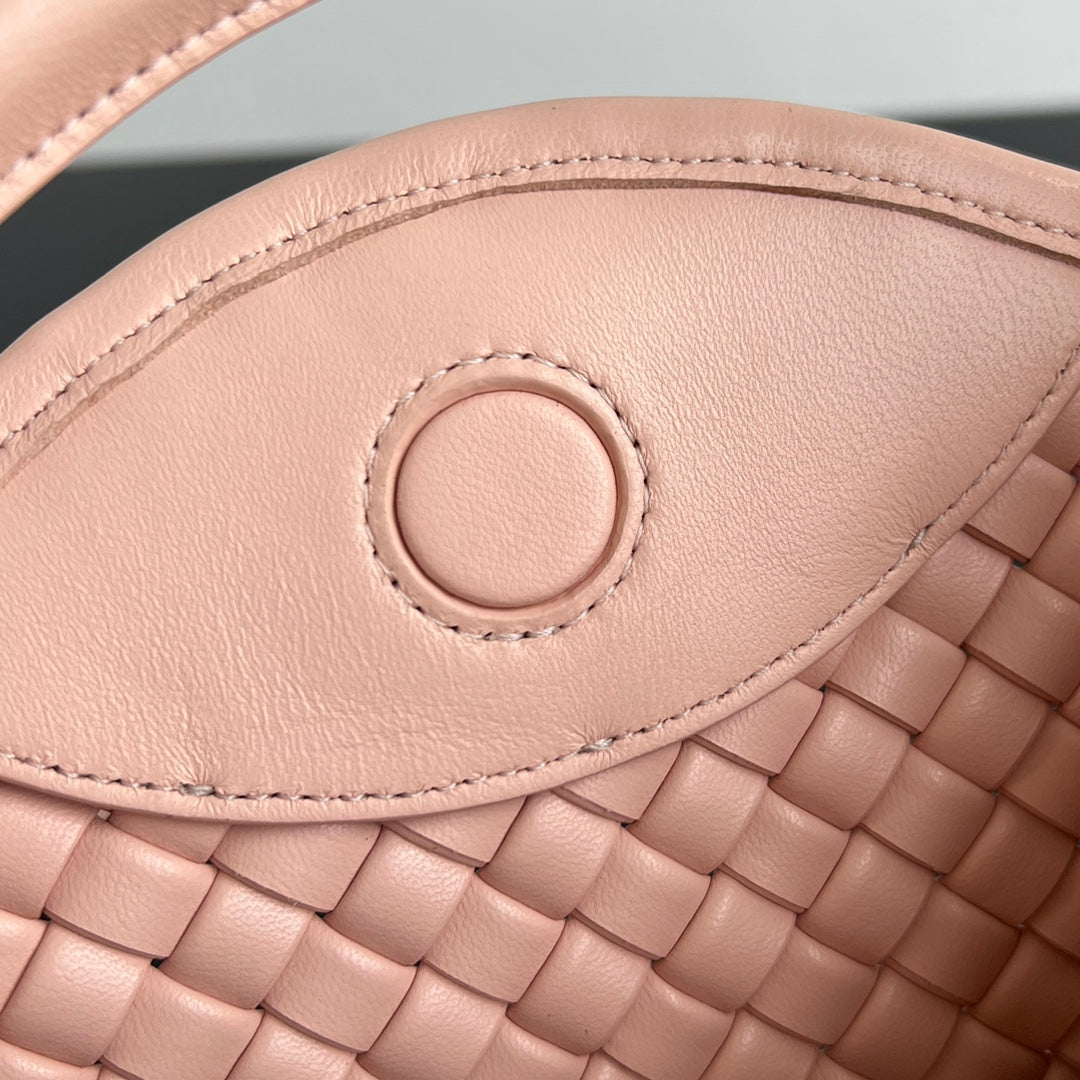BV Small Cobble Top Handle 23cm Pastel Pink Lambskin
