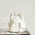 CC Drawstring Backpack 24.3cm White Lambskin