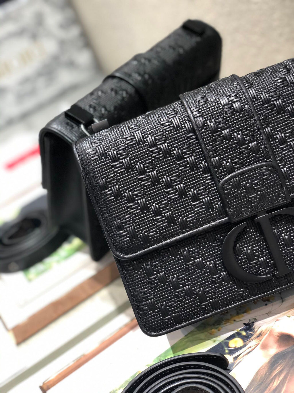CD Embossed Montaigne Black Calfskin 336833